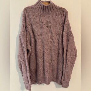 Porter Collective Lavender Cable knit mock turtleneck sweater